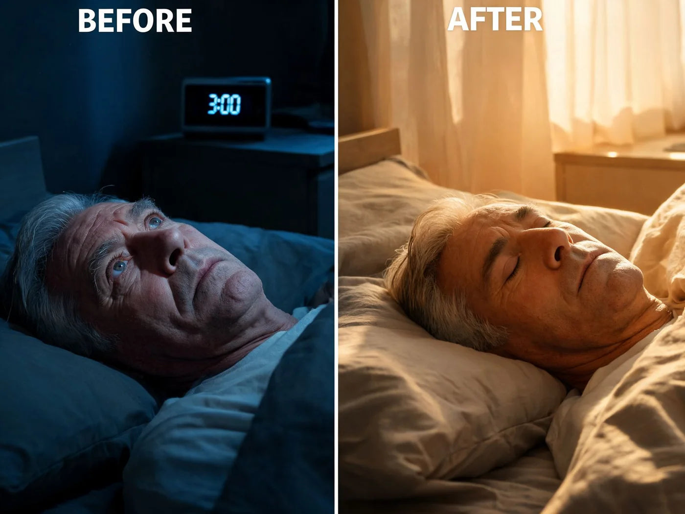 Person waking up rested after deep sleep