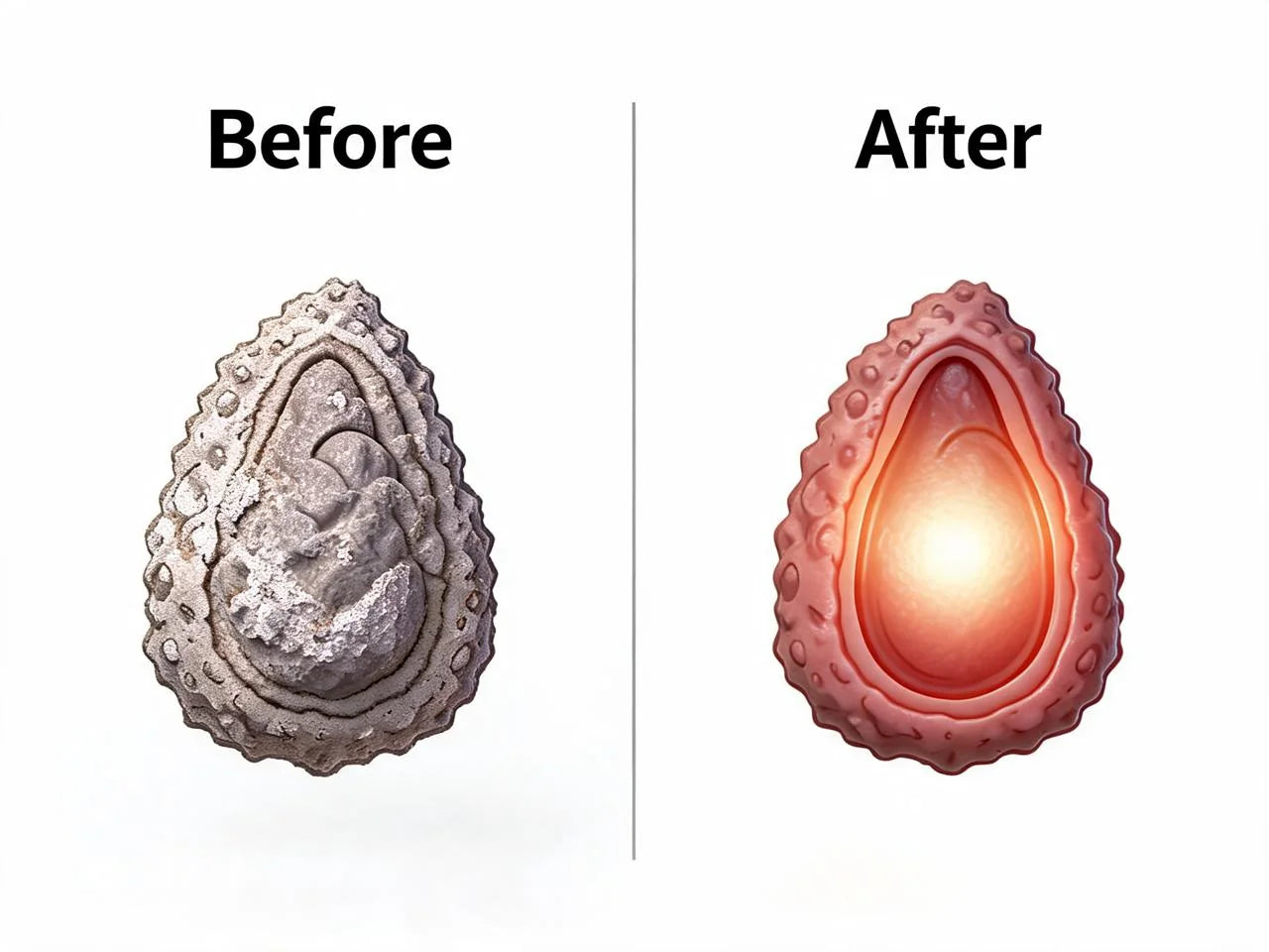 Before and after illustration of pineal gland